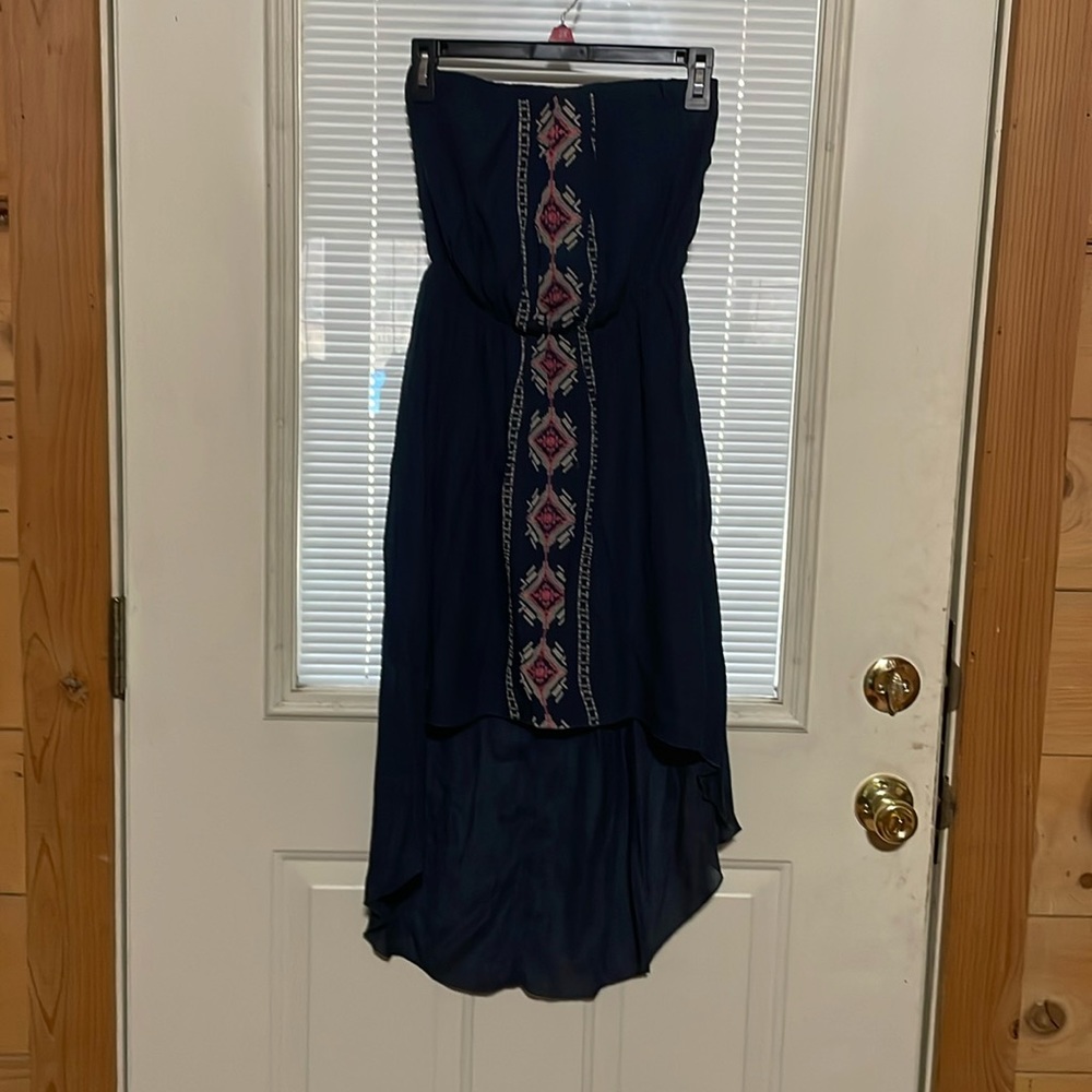 Strapless, cute Hi-Low navy dress